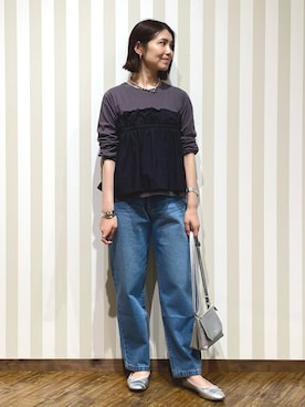 「SHOO・LA・RUE（シューラルー）の【軽量】ふわっと軽いフラップショルダーバッグ（ショルダーバッグ）」を使った、SAOさん（レディース・163cm）の秋コーディネート