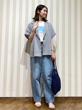 「Cutie Blonde（キューティーブロンド）のアイテム（デニムパンツ）」を使った、SAOさん（レディース・163cm）の春コーディネート