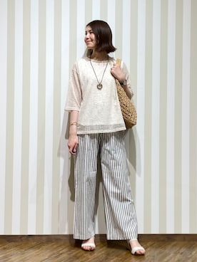「SHOO・LA・RUE（シューラルー）の【2点セット】メランジシアートップス×タンクトップセット（その他トップス、ホワイト系）」を使った、SAOさん（レディース・163cm）の春コーディネート