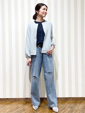 「Cutie Blonde（キューティーブロンド）のアイテム（デニムパンツ）」を使った、SAOさん（レディース・163cm）の春コーディネート