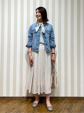 「INDIVI（インディヴィ）の◆[S]カシュクールワンピース（ワンピース、グレー系）」を使った、SAOさん（レディース・163cm）の冬コーディネート