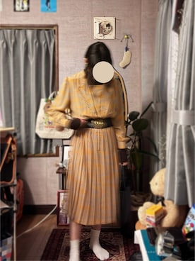 「アイテム（ベルト）」を使った、漁港さん（レディース・153cm）の秋コーディネート