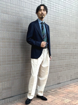 「アイテム（ネクタイ）」を使った、日高さん（メンズ・180cm）の秋コーディネート