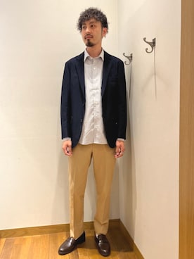 「アイテム（テーラードジャケット）」を使った、日高さん（メンズ・180cm）の夏コーディネート