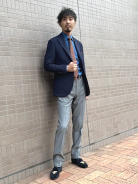 「アイテム（フォーマルスーツ/小物）」を使った、日高さん（メンズ・180cm）の秋コーディネート