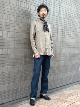 「SHIPS（シップス）のアイテム（デニムパンツ）」を使った、日高さん（メンズ・180cm）の夏コーディネート