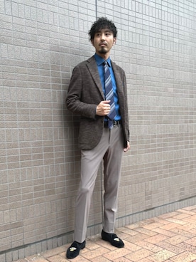 「アイテム（フォーマルスーツ/小物）」を使った、日高さん（メンズ・180cm）の秋コーディネート