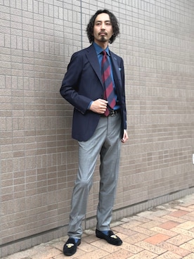 「SHIPS（シップス）のアイテム（パンツ）」を使った、日高さん（メンズ・180cm）の春コーディネート