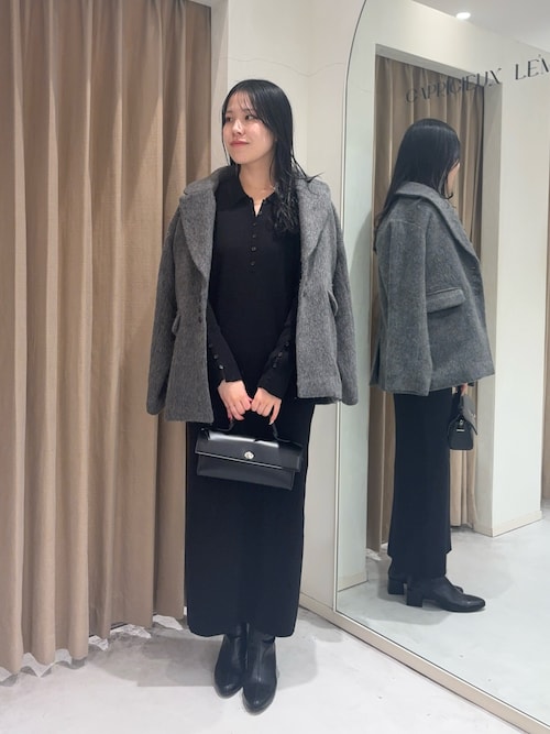 セール】【低身長サイズあり】襟ニットワンピース（ワンピース