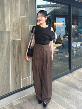 「ブラウン×ブラック」｜miolemageさん（レディース・163cm）の夏コーディネート