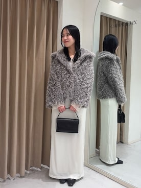 「CAPRICIEUX LE'MAGE（カプリシューレマージュ）の【低身長サイズあり】ベロアIラインスカート（スカート）」を使った、miolemageさん（レディース・163cm）の秋コーディネート