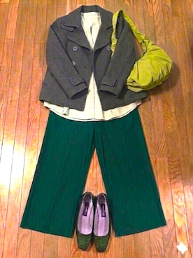 「アイテム（ピーコート）」を使った、gashさん（レディース・157cm）の春コーディネート