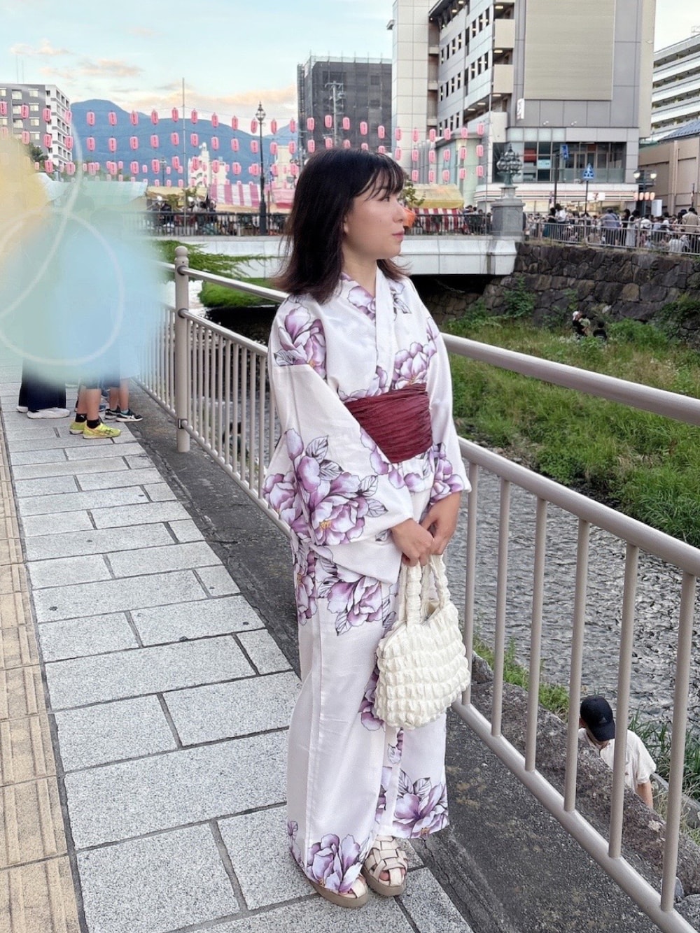 「浴衣、夏、夏ファッション、今日のコーデ、お出かけコーデ、プチプラコーデ、リラックススタイル、低身長女子、オトナ女子」｜「SHEINのアイテム（バッグ、ホワイト系）」を使った、fu0827さん（レディース・150cm）の夏コーディネートの1枚目の写真