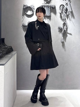 「アイテム（ブローチ/コサージュ）」を使った、hisaさん（レディース・152cm）の冬コーディネート