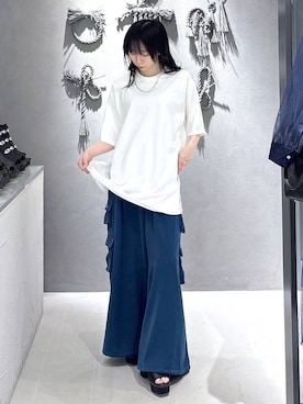 「HARE（ハレ）のマルチロングチェーンネックレス(HARE)（ネックレス、シルバー系）」を使った、hisaさん（レディース・152cm）の春コーディネート