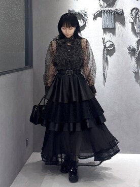 フェイクレザーシアーティアードスカート(HARE)を使った人気
