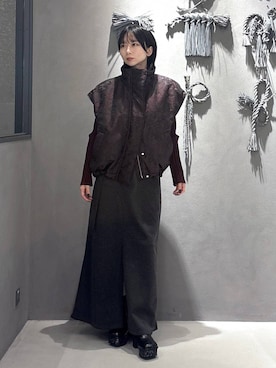 「アイテム（ブルゾン、レッド系）」を使った、hisaさん（レディース・152cm）の秋コーディネート