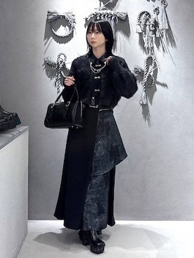 「アイテム（ブローチ/コサージュ）」を使った、hisaさん（レディース・152cm）の冬コーディネート