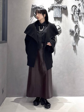 「アイテム（ブローチ/コサージュ）」を使った、hisaさん（レディース・152cm）の秋コーディネート