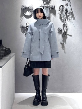 「アイテム（ノーカラーコート）」を使った、hisaさん（レディース・152cm・20代）の冬コーディネート