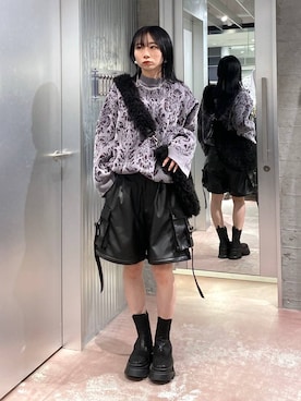 「アイテム（カーゴパンツ）」を使った、hisaさん（レディース・152cm）の冬コーディネート