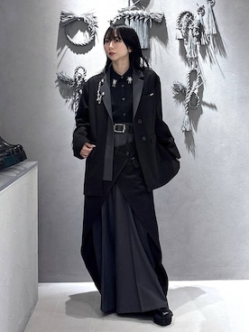 「HARE（ハレ）のハイショクラップデザインパンツ(HARE)（スラックス）」を使った、hisaさん（レディース・152cm）の冬コーディネート