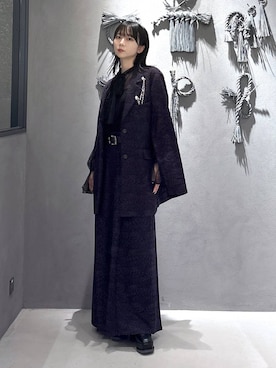 「アイテム（ブローチ/コサージュ）」を使った、hisaさん（レディース・152cm）の秋コーディネート