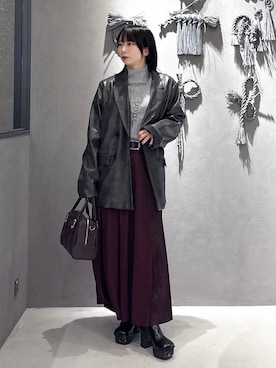 「アイテム（サスペンダー）」を使った、hisaさん（レディース・152cm）の秋コーディネート