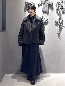 「アイテム（ピーコート）」を使った、hisaさん（レディース・152cm）の秋コーディネート