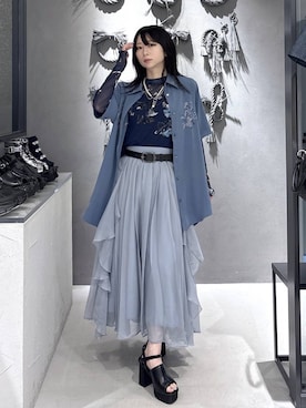 「HARE（ハレ）のボールミックスラリエットネックレス(HARE)（ネックレス、ホワイト系）」を使った、hisaさん（レディース・152cm）の春コーディネート