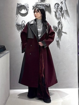 「おでかけ」｜「アイテム（ステンカラーコート）」を使った、hisaさん（レディース・152cm）の冬コーディネート