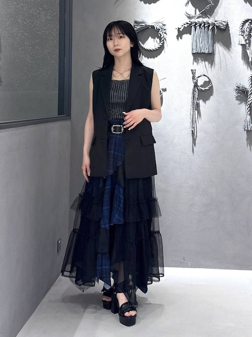 HARE　MIXチェックランダムスカート　ブラック　今季 HARE｜MIXチェックランダムスカート | Rakuten Fashion(楽天