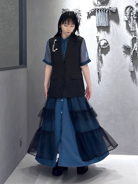 「アイテム（ブローチ/コサージュ）」を使った、hisaさん（レディース・152cm）の夏コーディネート
