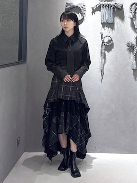 「HARE（ハレ）のコンパクトネクタイシャツ(HARE)（シャツ/ブラウス）」を使った、hisaさん（レディース・152cm）の夏コーディネート