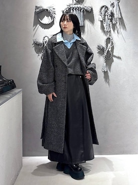 「おでかけ」｜「アイテム（チェスターコート）」を使った、hisaさん（レディース・152cm）の冬コーディネート