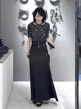 「HARE（ハレ）のスクエアバックルナローベルト(HARE)（ベルト、ブラック系）」を使った、hisaさん（レディース・152cm）の春コーディネート