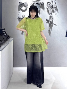 「HARE（ハレ）のメタルヒールパンプス(HARE)（パンプス、ブラック系）」を使った、hisaさん（レディース・152cm）の春コーディネート