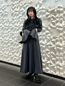 HARE ソデプリーツレースワンピース ハレ ドレス パーティー 黒 結婚式 HARE ハレ ソデプリーツレースドレス ブラック/M｜結婚式
