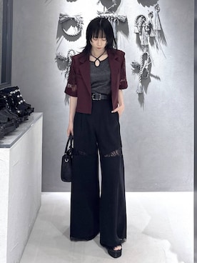「HARE（ハレ）のFlowerエンボスミニトートバッグ(HARE)（ショルダーバッグ、ブラック系）」を使った、hisaさん（レディース・152cm）の春コーディネート