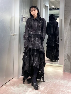 「ロングヘア」｜「アイテム（パンプス）」を使った、hisaさん（レディース・152cm）の冬コーディネート