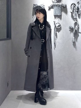 「アイテム（ブローチ/コサージュ）」を使った、hisaさん（レディース・152cm）の秋コーディネート