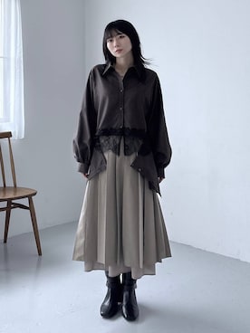 「HARE（ハレ）の2wayレースドッキングシャツ(HARE)（シャツ/ブラウス、その他）」を使った、hisaさん（レディース・152cm）の夏コーディネート