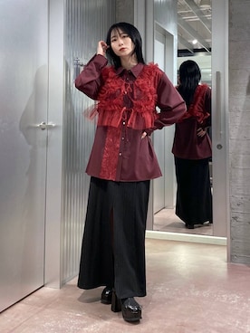 「HARE（ハレ）のアシメプリーツシャツ(HARE)（シャツ/ブラウス）」を使った、hisaさん（レディース・152cm）の夏コーディネート