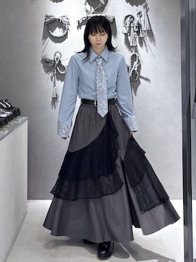 「HARE（ハレ）のジャガードレースアップシューズ(HARE)（その他シューズ、ブラック系）」を使った、hisaさん（レディース・152cm）の夏コーディネート