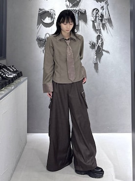 「HARE（ハレ）のモードマウンテンブーツ(HARE)（ブーツ、ブラック系）」を使った、hisaさん（レディース・152cm）の夏コーディネート