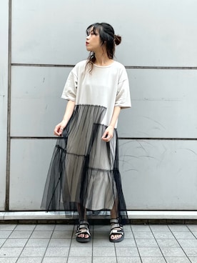 「OSMOSIS（オズモーシス）のアイテム（ワンピース/ドレス）」を使った、mizukiさん（レディース・156cm）の夏コーディネート