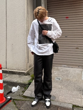 「レザーパンツ」｜けにーさん（メンズ・180cm）の春コーディネート