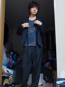 「archivio j.m  ribotのアイテム（Tシャツ/カットソー、ブラック系）」を使った、Keyさん（メンズ・175cm）の夏コーディネート