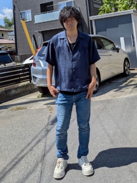 「beautiful people（ビューティフルピープル）のアイテム（シャツ/ブラウス、ブルー系）」を使った、Keyさん（メンズ・175cm）の夏コーディネート