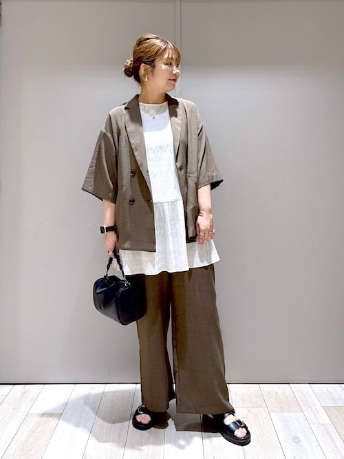 やまひろ　未使用 CLOTH&CROSS フレンチスリーブチュニック 大きいサイズ】フレンチスリーブチュニックタンクトップ ／洗濯